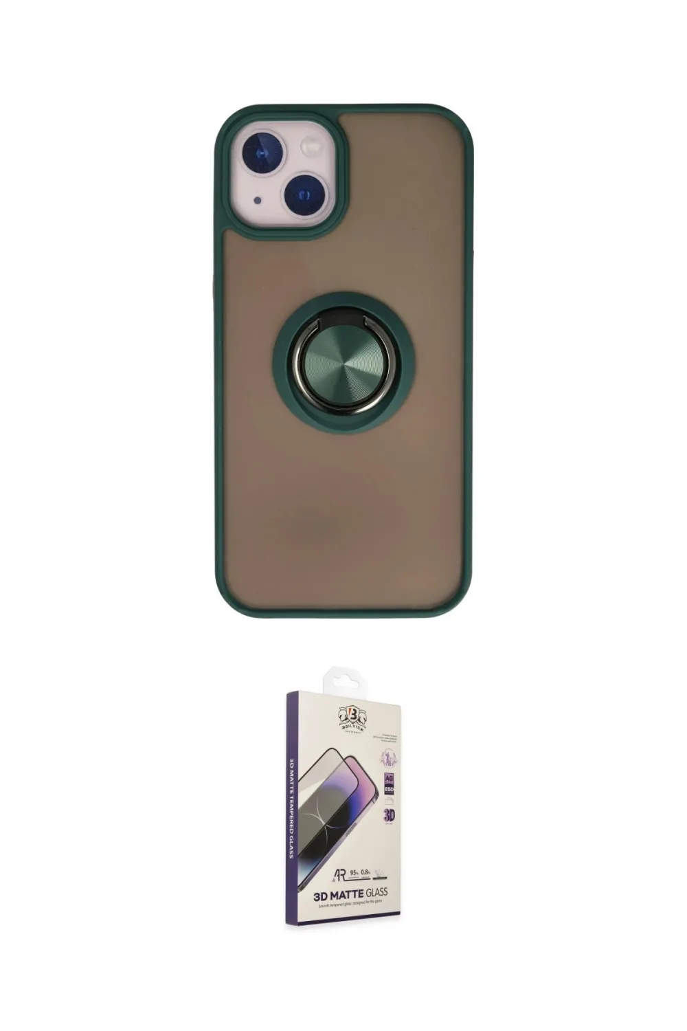 ieg™ iPhone 15 Kılıf Yörünge Çizgi - Siyah Bilvis 3D Mat Cam Ekran Koruyucu