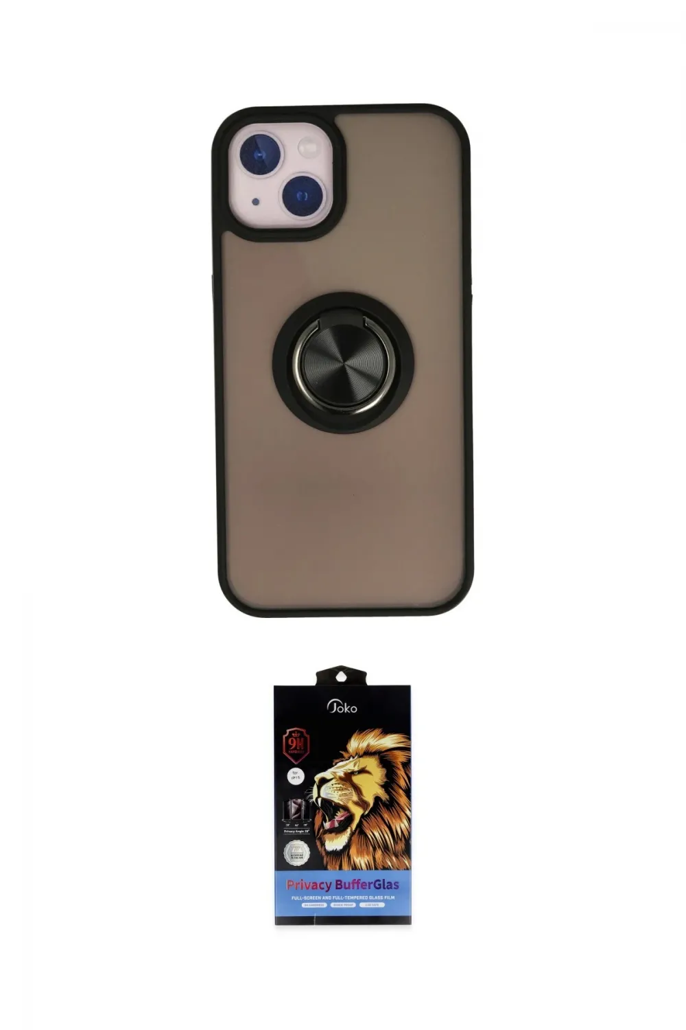 ieg™ iPhone 15 Kılıf Yörünge Çizgi - Siyah Buffer Hayalet Cam Ekran Koruyucu