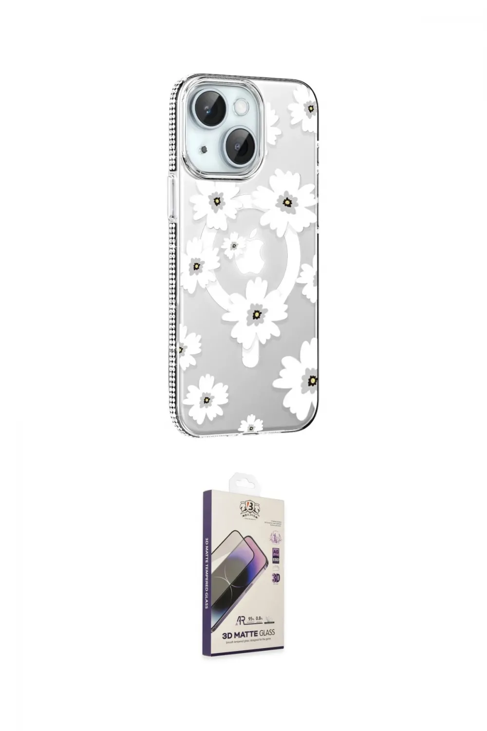 ieg™ iPhone 15 Kılıf Yörünge Işık Prime - Siyah Bilvis 3D Mat Cam Ekran Koruyucu