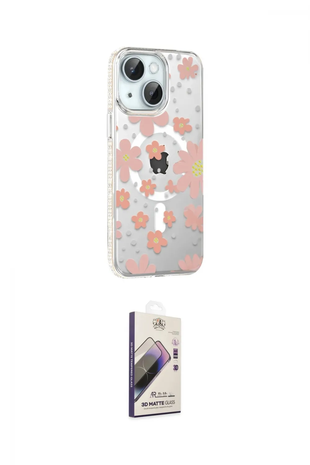 ieg™ iPhone 15 Kılıf Yörünge Işık Prime - Siyah Bilvis 3D Mat Cam Ekran Koruyucu