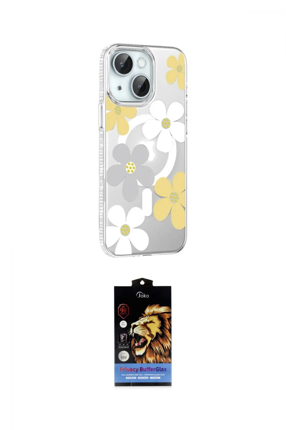 ieg™ iPhone 15 Kılıf Yörünge Işık Prime - Siyah Buffer Hayalet Cam Ekran Koruyucu