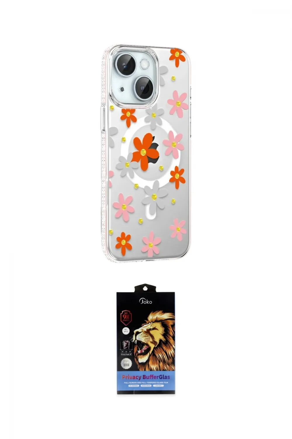ieg™ iPhone 15 Kılıf Yörünge Işık Prime - Siyah Buffer Hayalet Cam Ekran Koruyucu