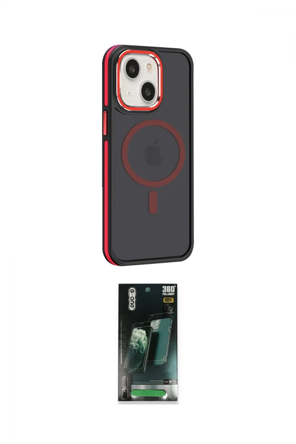 ieg™ iPhone 15 Kılıf Yörünge Klasik - Siyah 360 Mat Full Body Arka Koruyucu