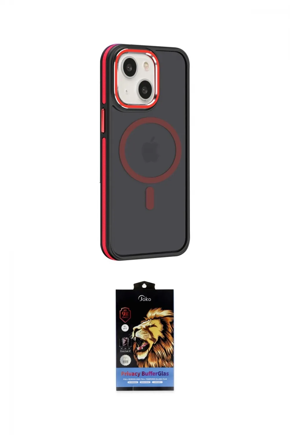 ieg™ iPhone 15 Kılıf Yörünge Klasik - Siyah Buffer Hayalet Cam Ekran Koruyucu