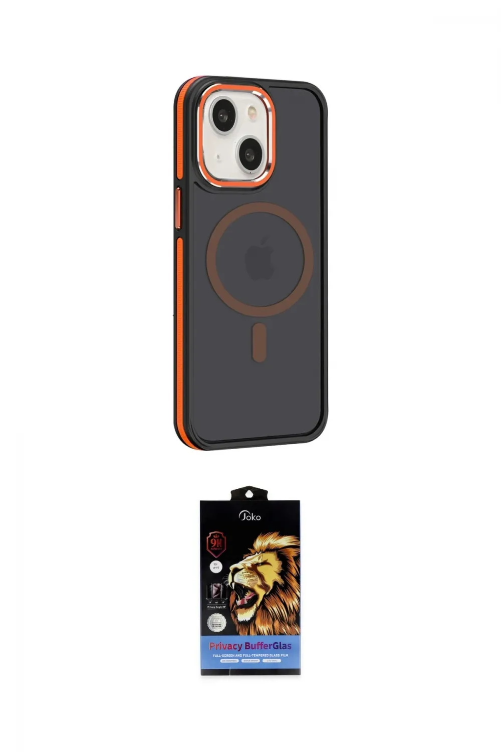 ieg™ iPhone 15 Kılıf Yörünge Klasik - Siyah Buffer Hayalet Cam Ekran Koruyucu