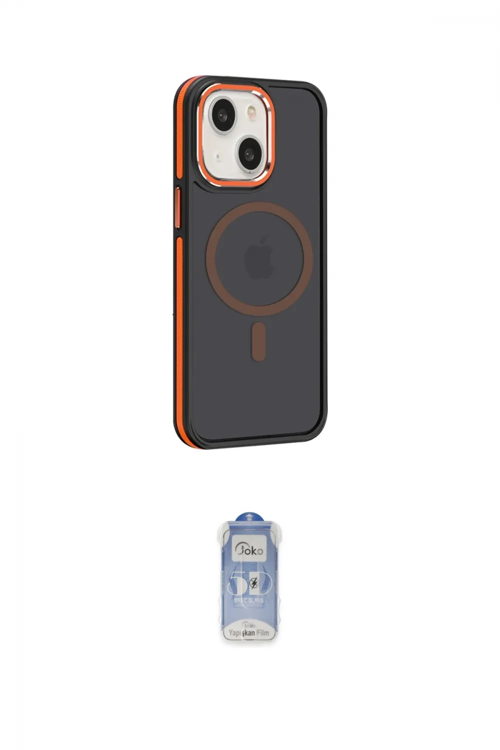 ieg™ iPhone 15 Kılıf Yörünge Klasik - Siyah Joko Magic 5D Cam