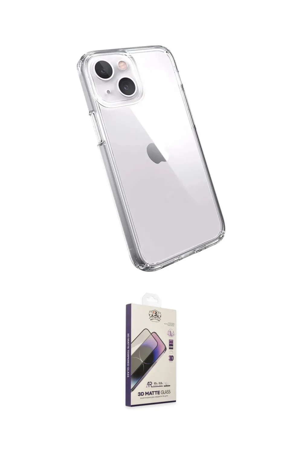 ieg™ iPhone 15 Kılıf Zirve Doku - Siyah Bilvis 3D Mat Cam Ekran Koruyucu