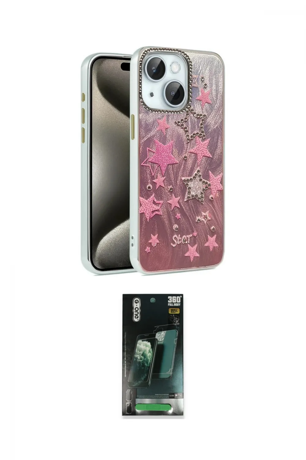 ieg™ iPhone 15 Kılıf Zirve Modern Prime - Şeffaf 360 Full Body Arka Koruyucu