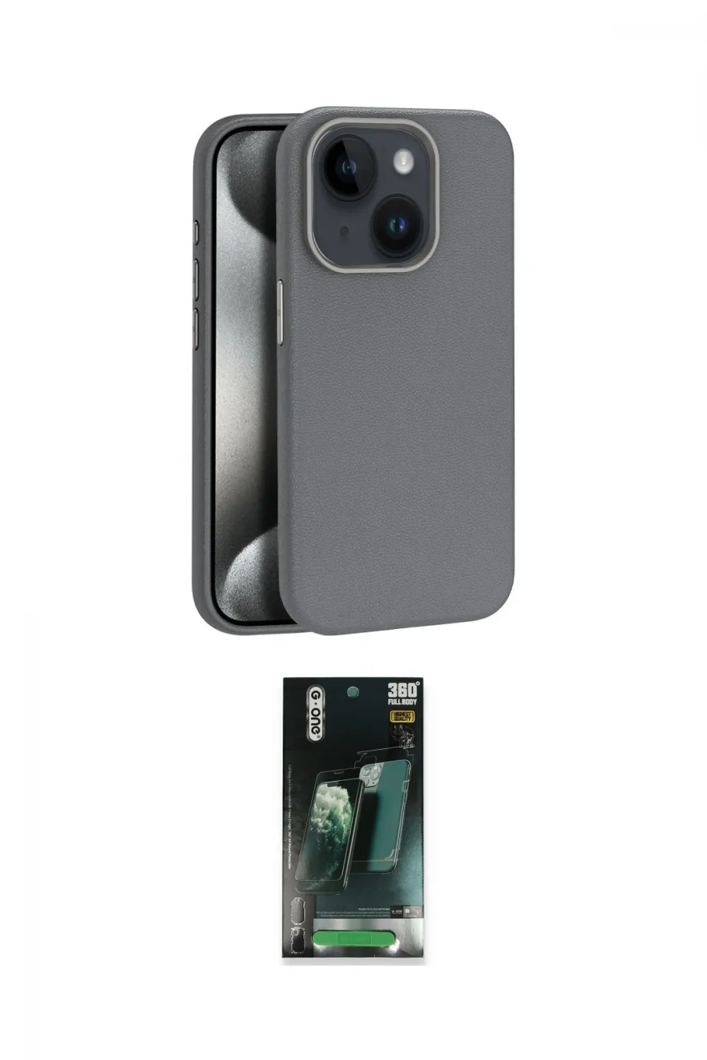 ieg™ iPhone 15 Kılıf Zirve Modern Prime - Siyah 360 Mat Full Body Arka Koruyucu