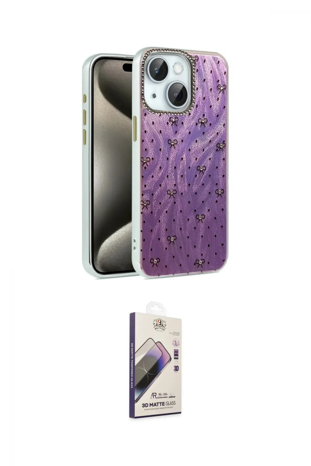 ieg™ iPhone 15 Kılıf Zirve Modern Prime - Siyah Bilvis 3D Mat Cam Ekran Koruyucu