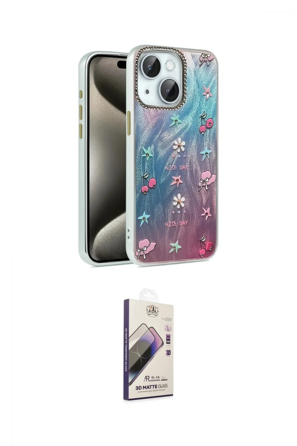 ieg™ iPhone 15 Kılıf Zirve Modern Prime - Siyah Bilvis 3D Mat Cam Ekran Koruyucu