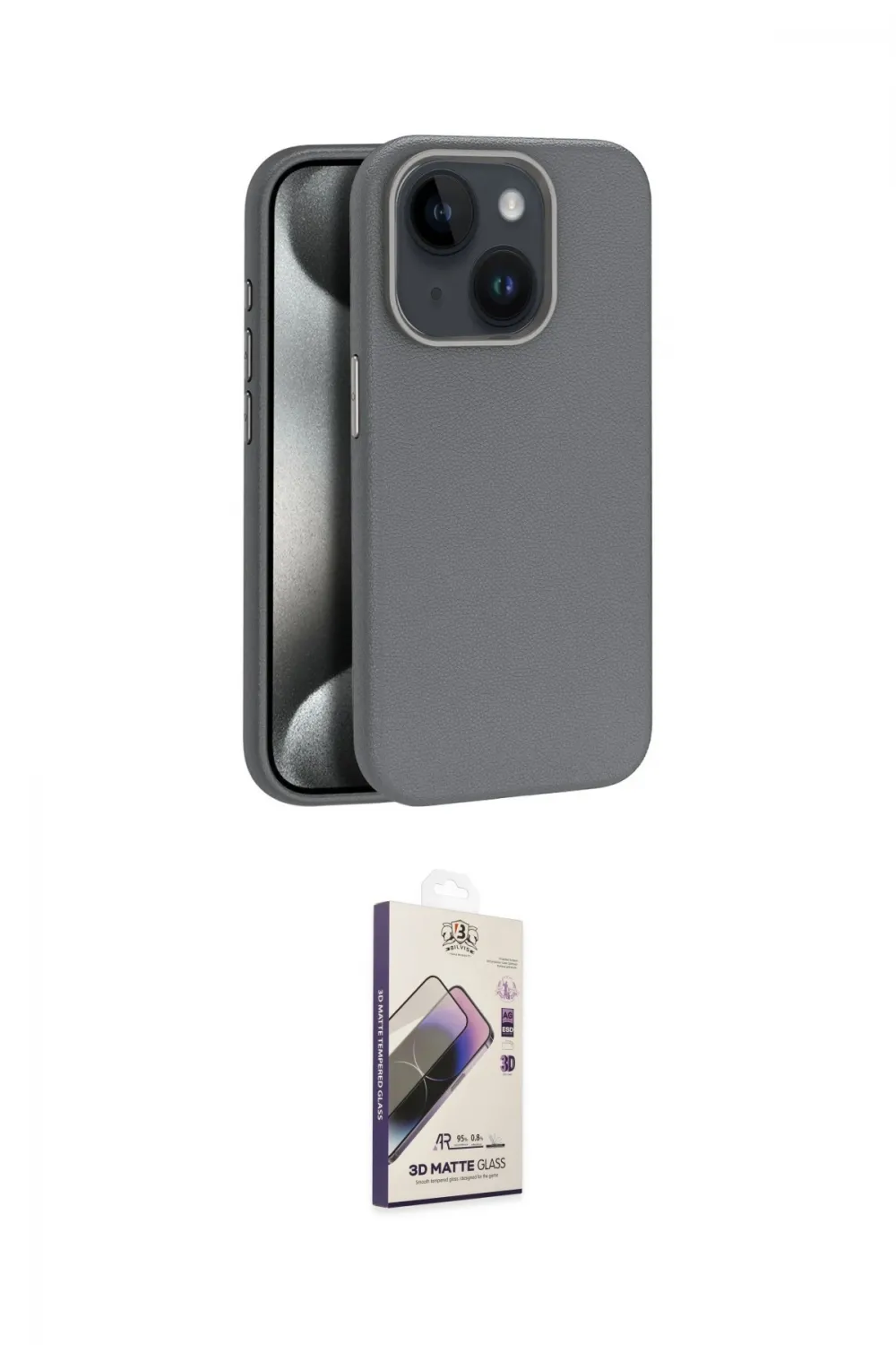 ieg™ iPhone 15 Kılıf Zirve Modern Prime - Siyah Bilvis 3D Mat Cam Ekran Koruyucu