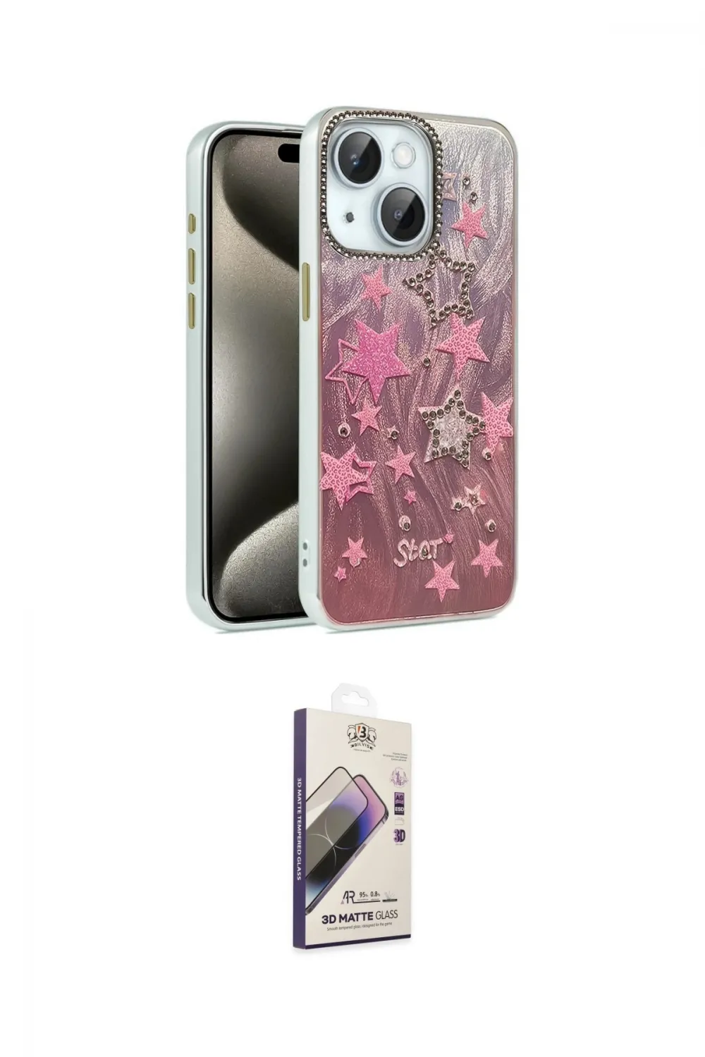 ieg™ iPhone 15 Kılıf Zirve Modern Prime - Siyah Bilvis 3D Mat Cam Ekran Koruyucu