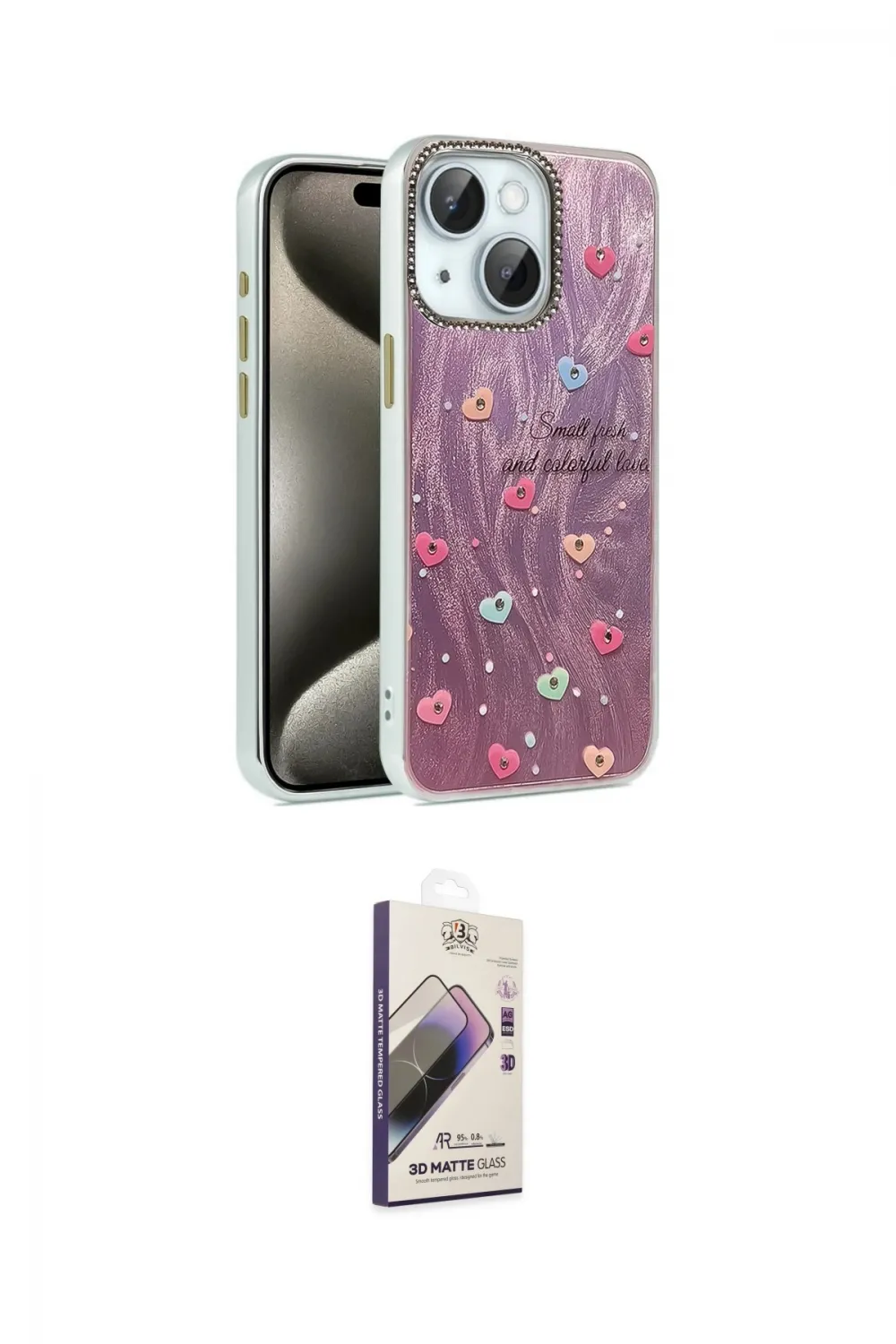 ieg™ iPhone 15 Kılıf Zirve Modern Prime - Siyah Bilvis 3D Mat Cam Ekran Koruyucu