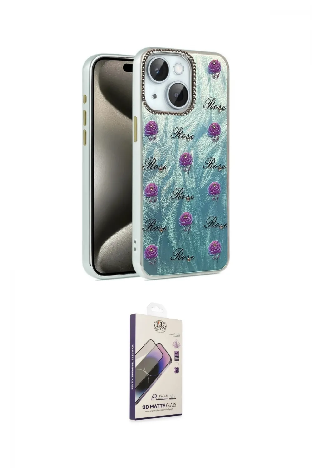 ieg™ iPhone 15 Kılıf Zirve Modern Prime - Siyah Bilvis 3D Mat Cam Ekran Koruyucu