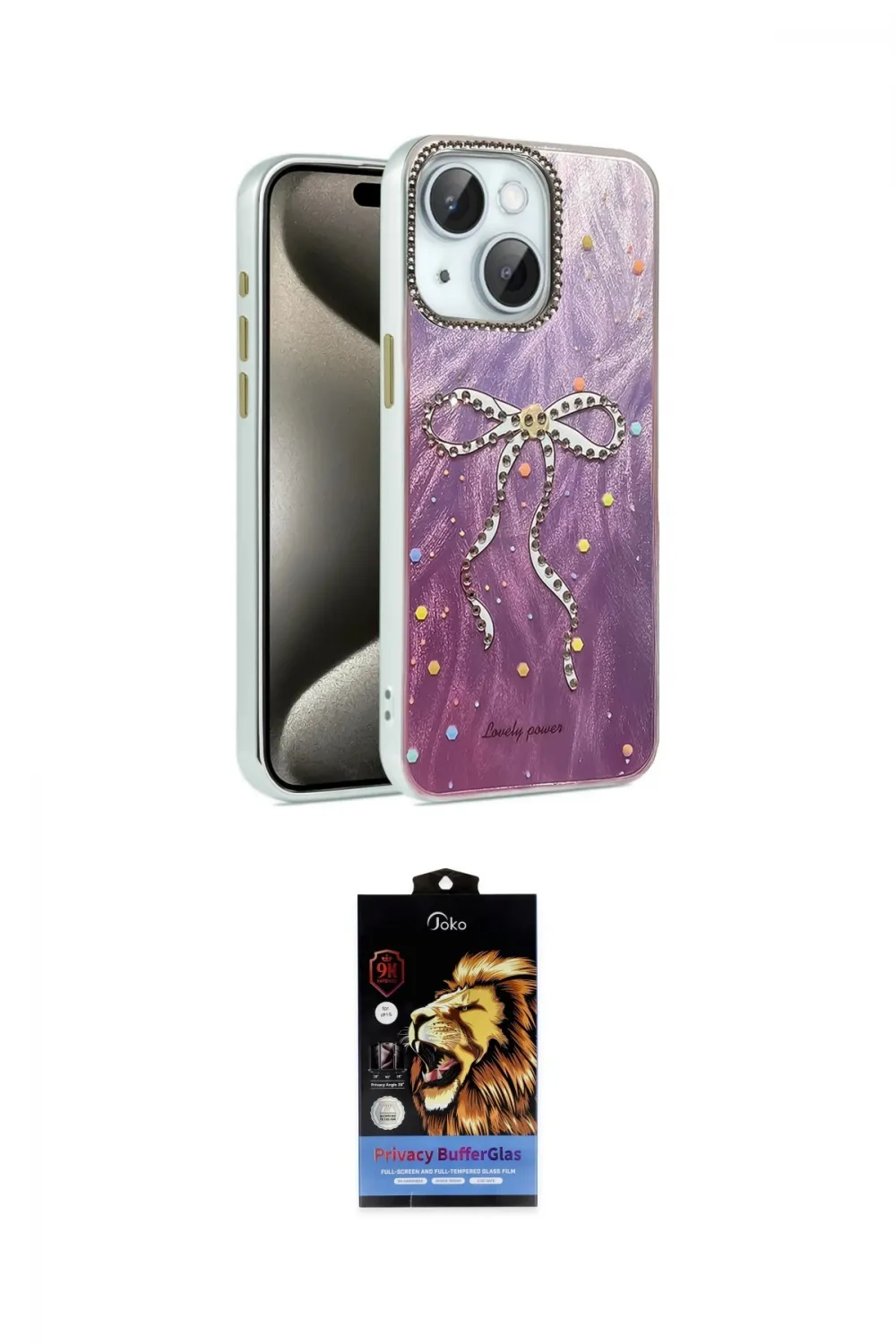 ieg™ iPhone 15 Kılıf Zirve Modern Prime - Siyah Buffer Hayalet Cam Ekran Koruyucu