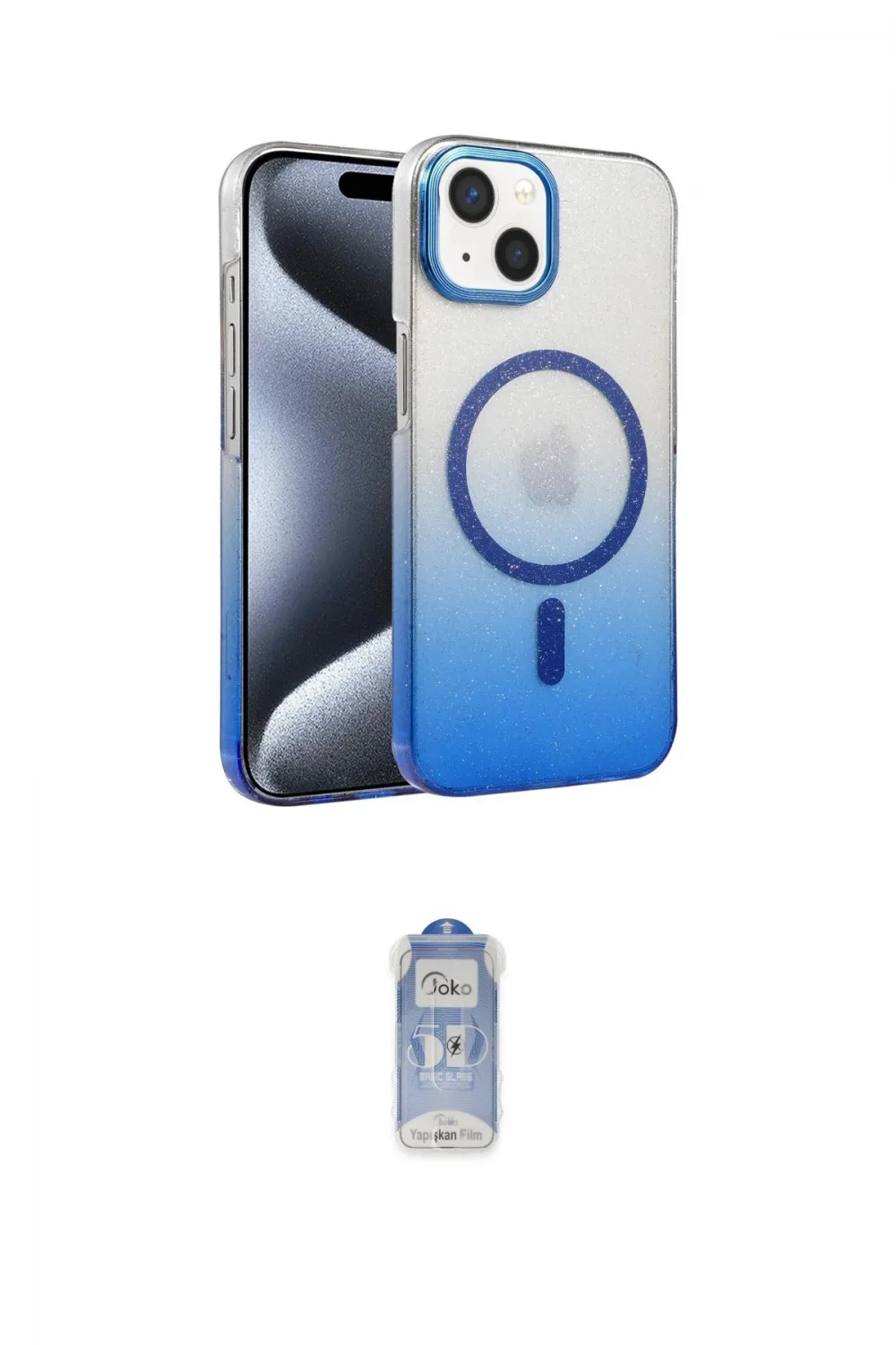 ieg™ iPhone 15 Plus Kılıf Ahenk Doku Özel Seri - Siyah Joko Magic 5D Cam