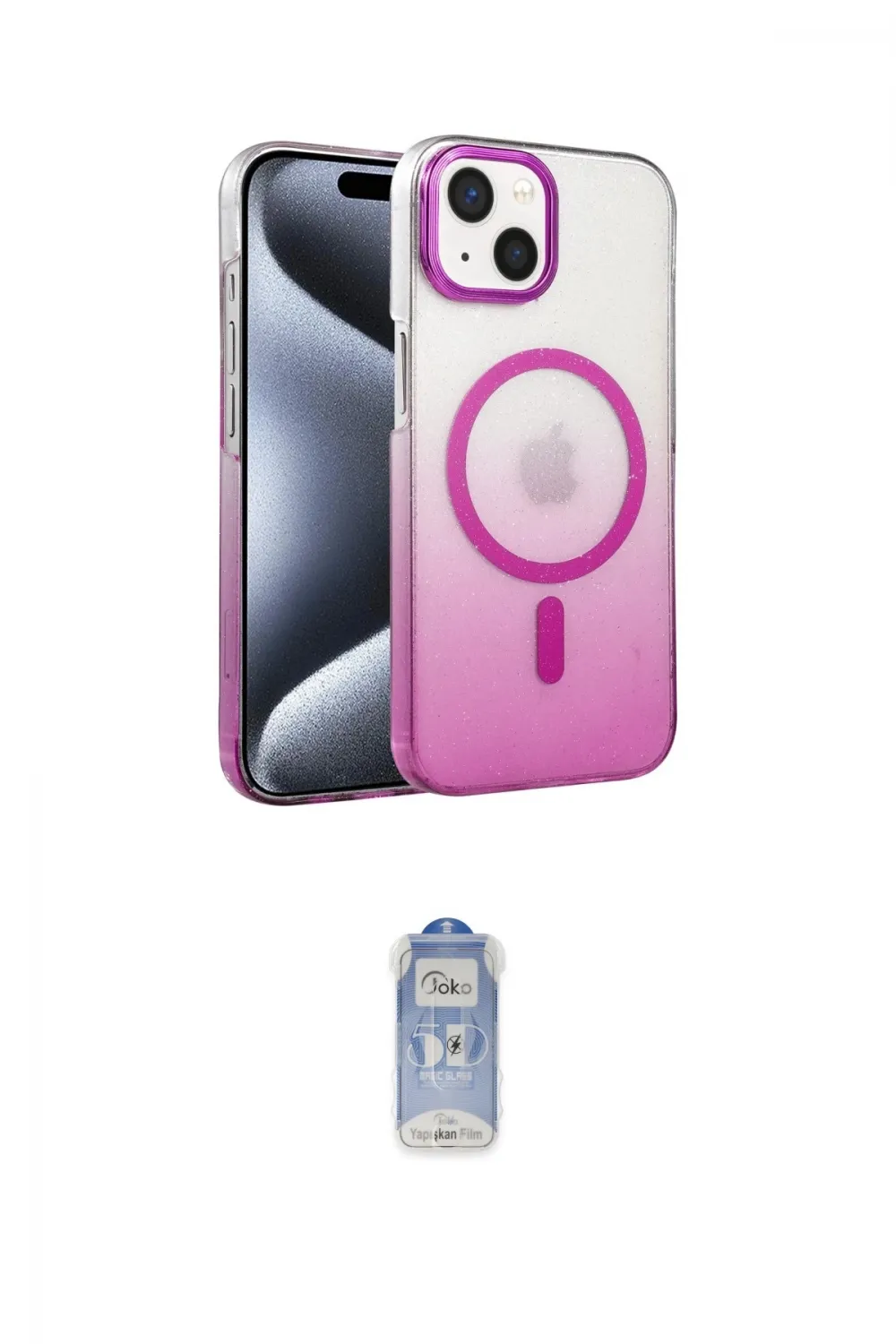 ieg™ iPhone 15 Plus Kılıf Ahenk Doku Özel Seri - Siyah Joko Magic 5D Cam