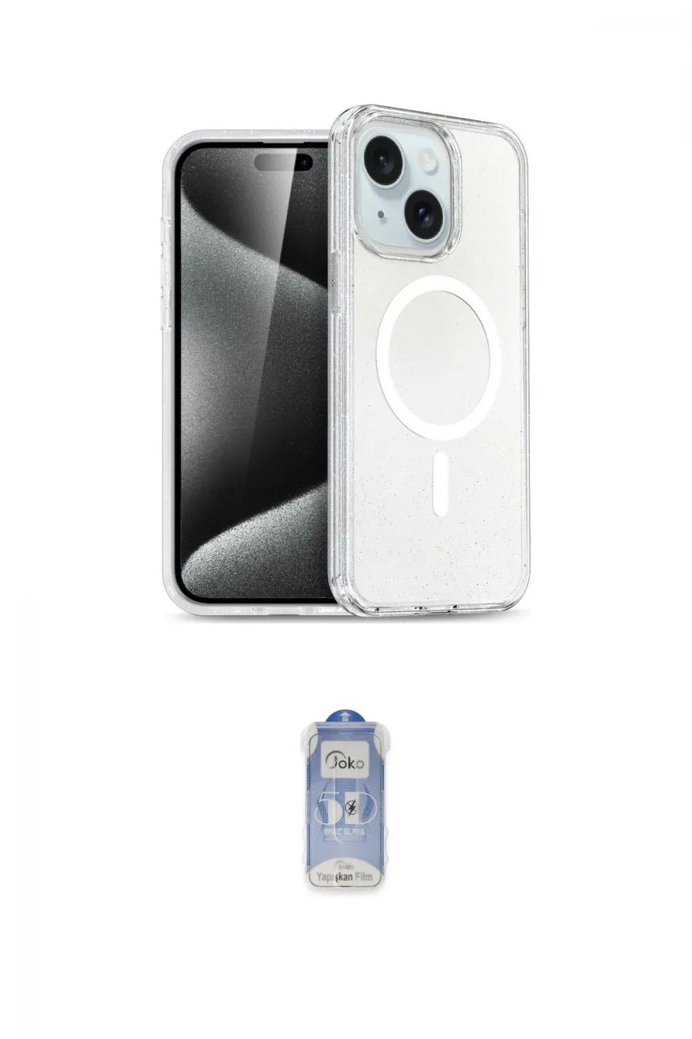 ieg™ iPhone 15 Plus Kılıf Eksen Doku Koleksiyonu - Siyah Joko Magic 5D Cam