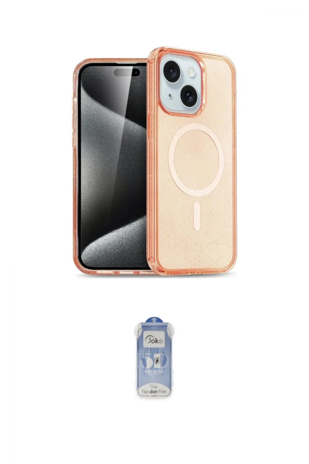 ieg™ iPhone 15 Plus Kılıf Eksen Doku Koleksiyonu - Siyah Joko Magic 5D Cam