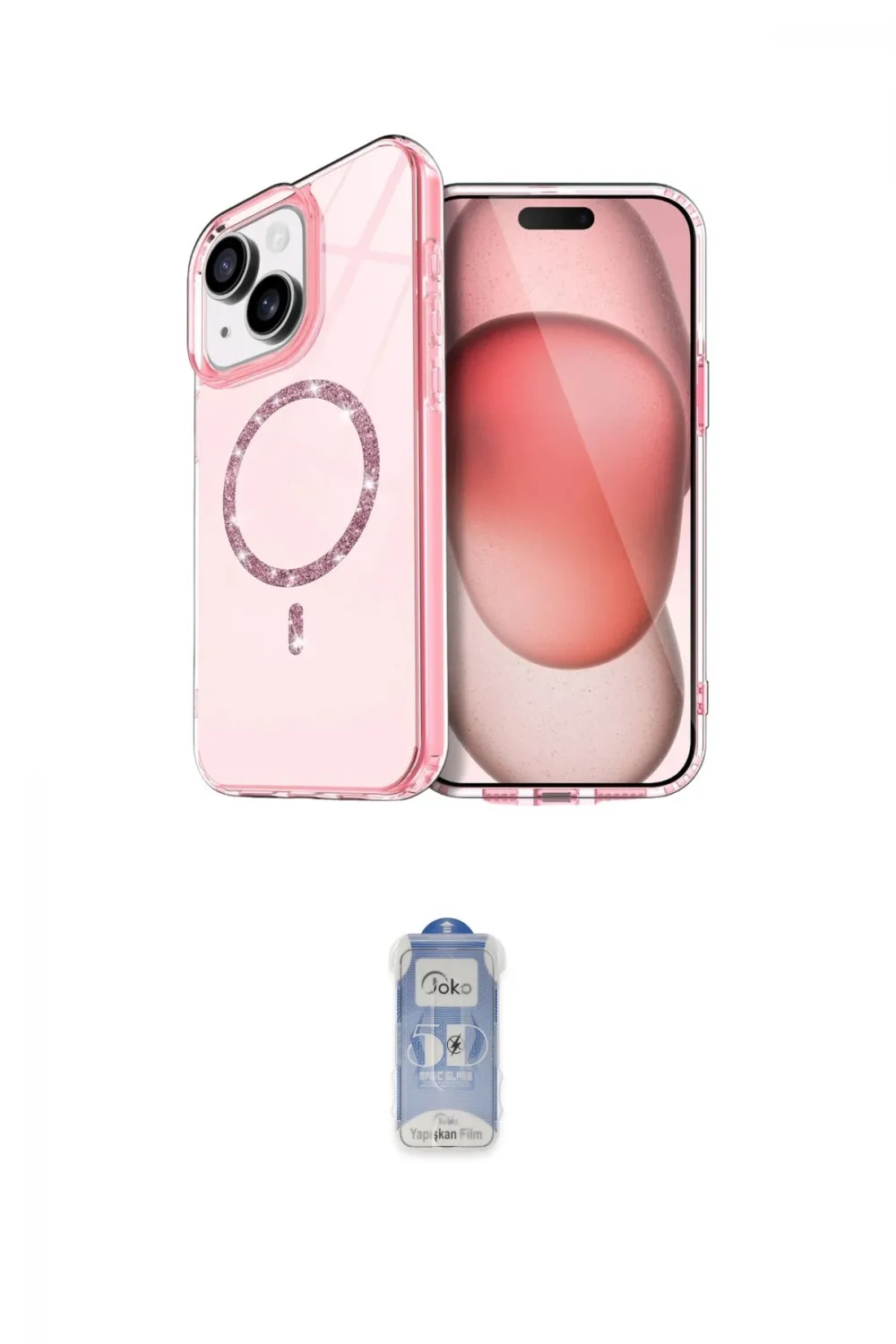 ieg™ iPhone 15 Plus Kılıf Kıvılcım Form Prime - Siyah Joko Magic 5D Cam