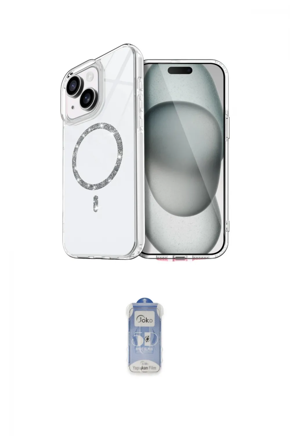 ieg™ iPhone 15 Plus Kılıf Kıvılcım Form Prime - Siyah Joko Magic 5D Cam