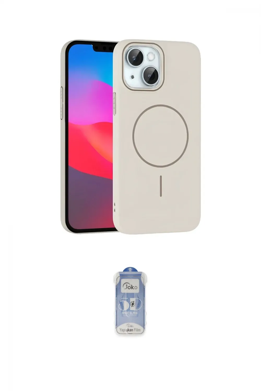 ieg™ iPhone 15 Plus Kılıf Siluet Doku Özel Seri - Siyah Joko Magic 5D Cam