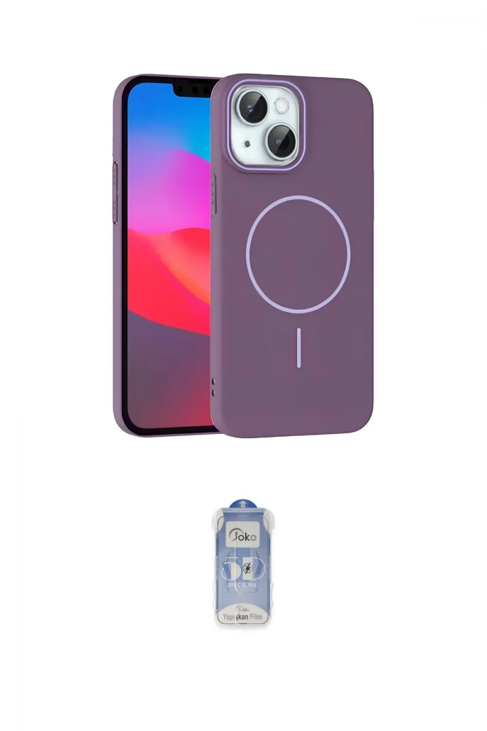 ieg™ iPhone 15 Plus Kılıf Siluet Doku Özel Seri - Siyah Joko Magic 5D Cam