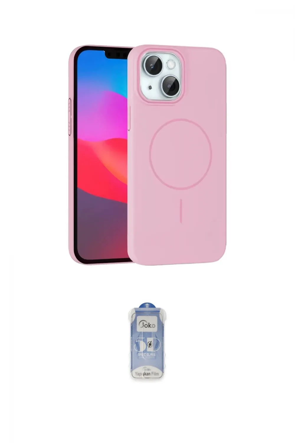 ieg™ iPhone 15 Plus Kılıf Siluet Doku Özel Seri - Siyah Joko Magic 5D Cam