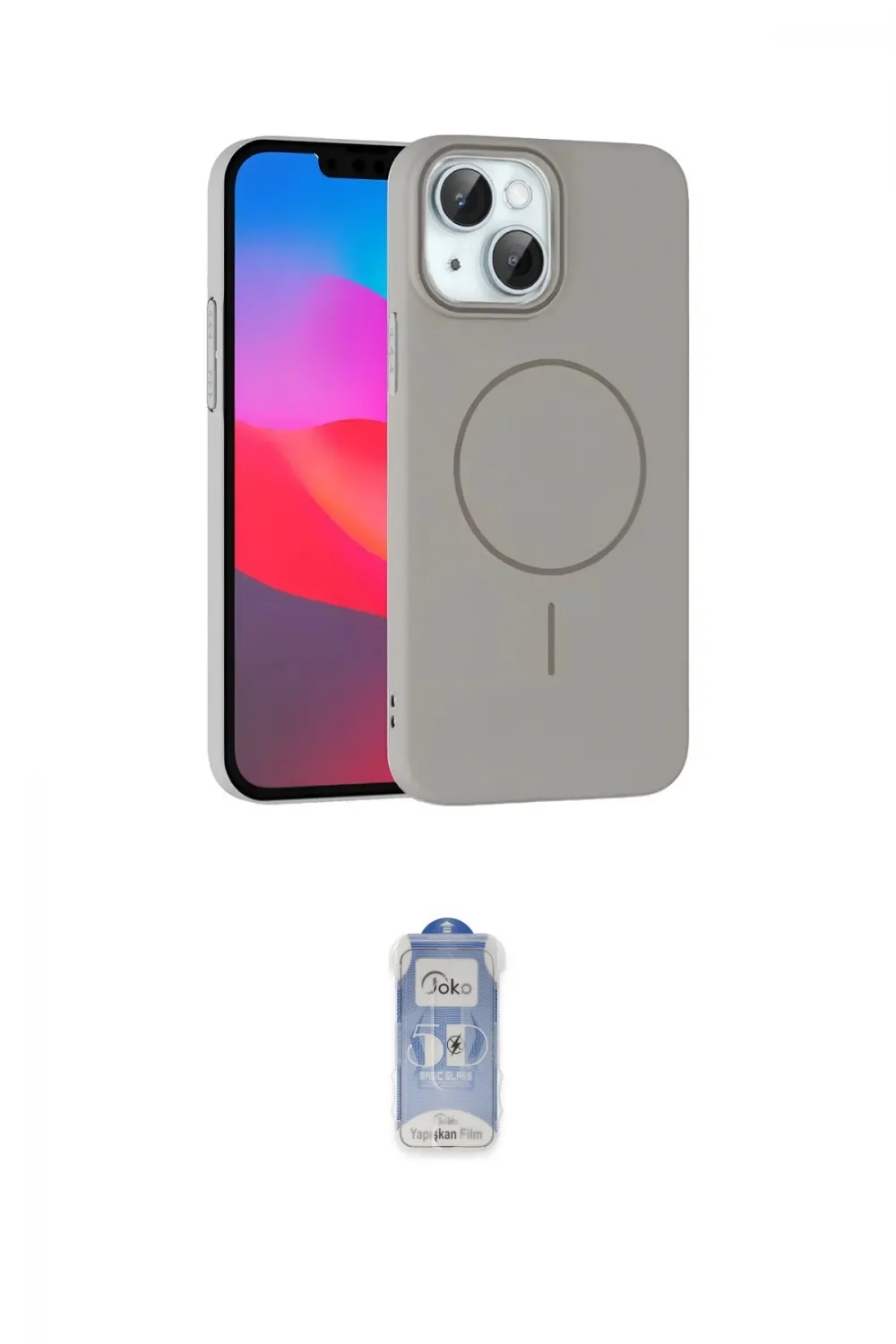 ieg™ iPhone 15 Plus Kılıf Siluet Doku Özel Seri - Siyah Joko Magic 5D Cam