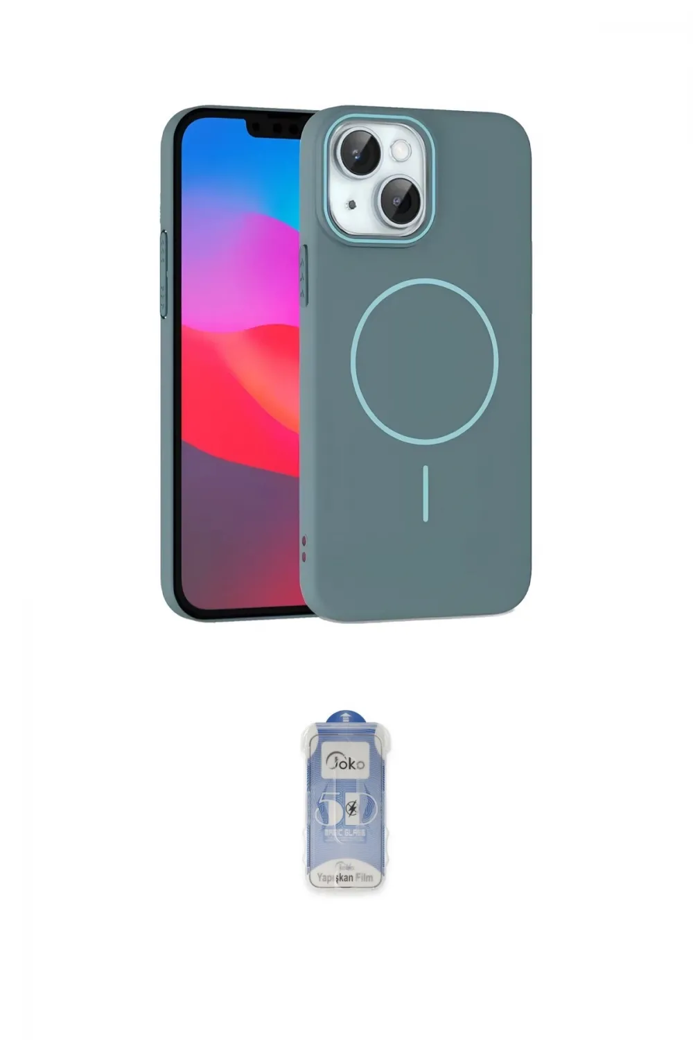 ieg™ iPhone 15 Plus Kılıf Siluet Doku Özel Seri - Siyah Joko Magic 5D Cam