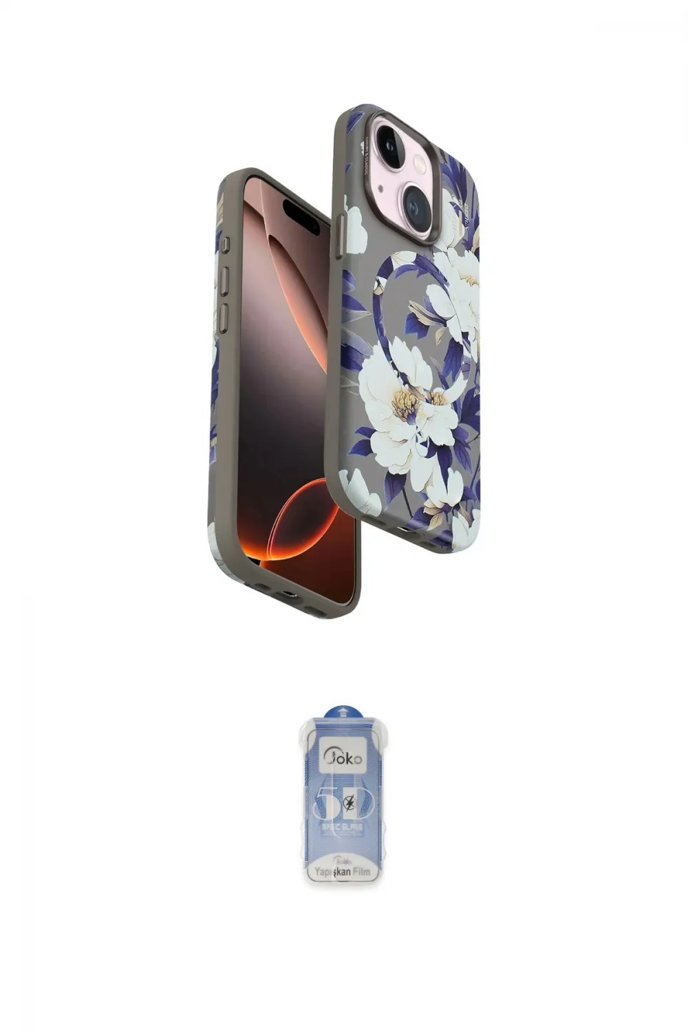 ieg™ iPhone 15 Plus Kılıf Siluet Doku - Siyah Joko Magic 5D Cam