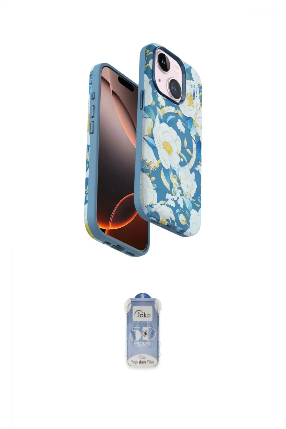 ieg™ iPhone 15 Plus Kılıf Siluet Doku - Siyah Joko Magic 5D Cam