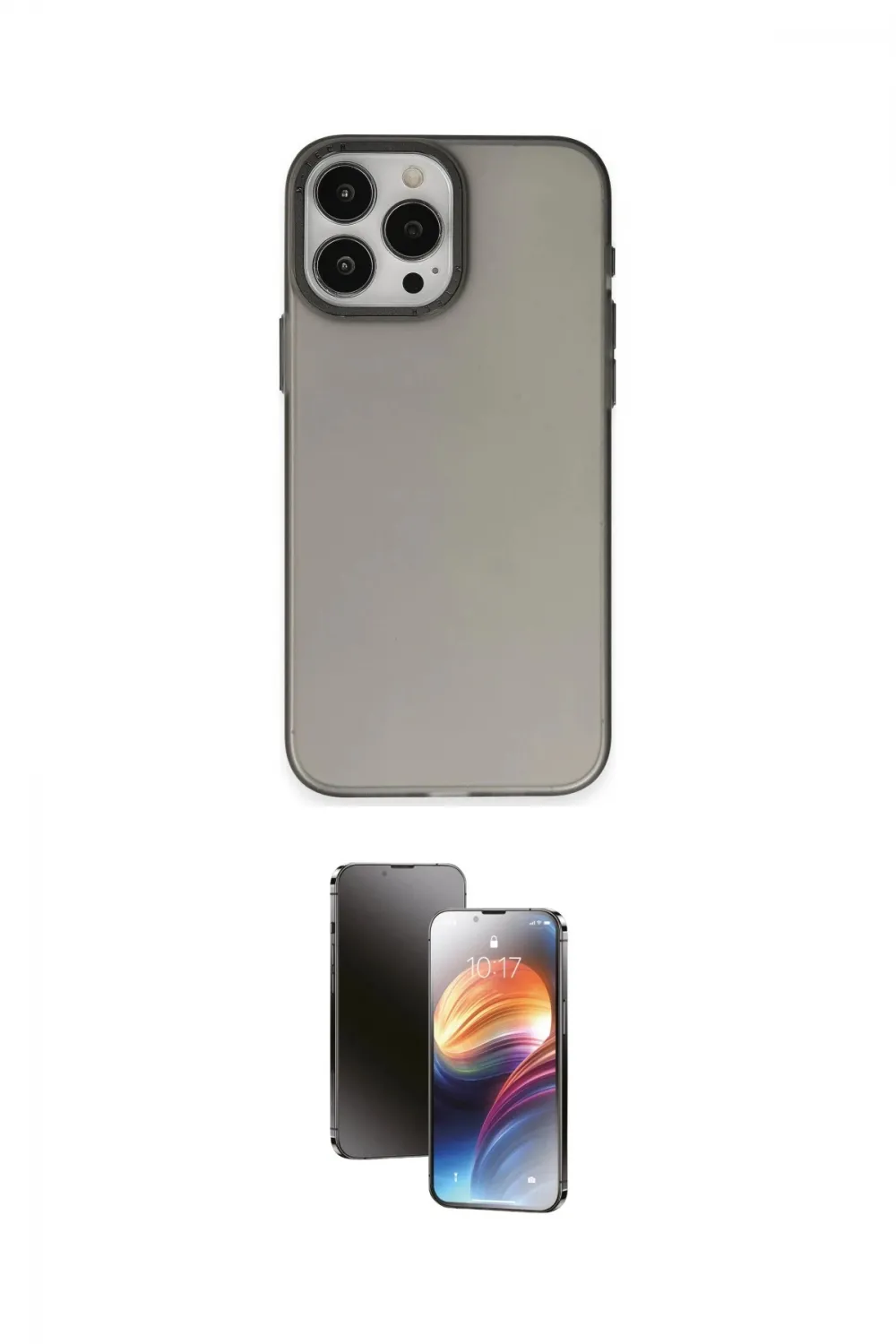 ieg™ iPhone 15 Pro Kılıf Ahenk Çizgi Prime - Siyah 3D Antistatik Mat Seramik Nano Ekran Koruyucu