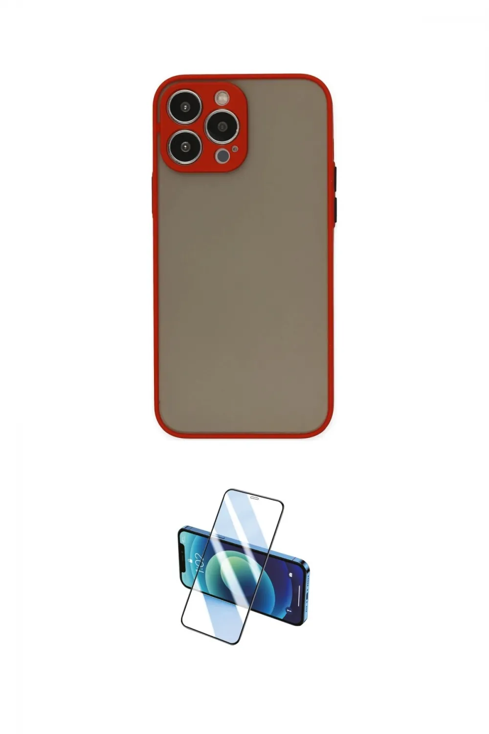 ieg™ iPhone 15 Pro Kılıf Ahenk Çizgi Serisi - Siyah 3D Antistatik Cam Ekran Koruyucu