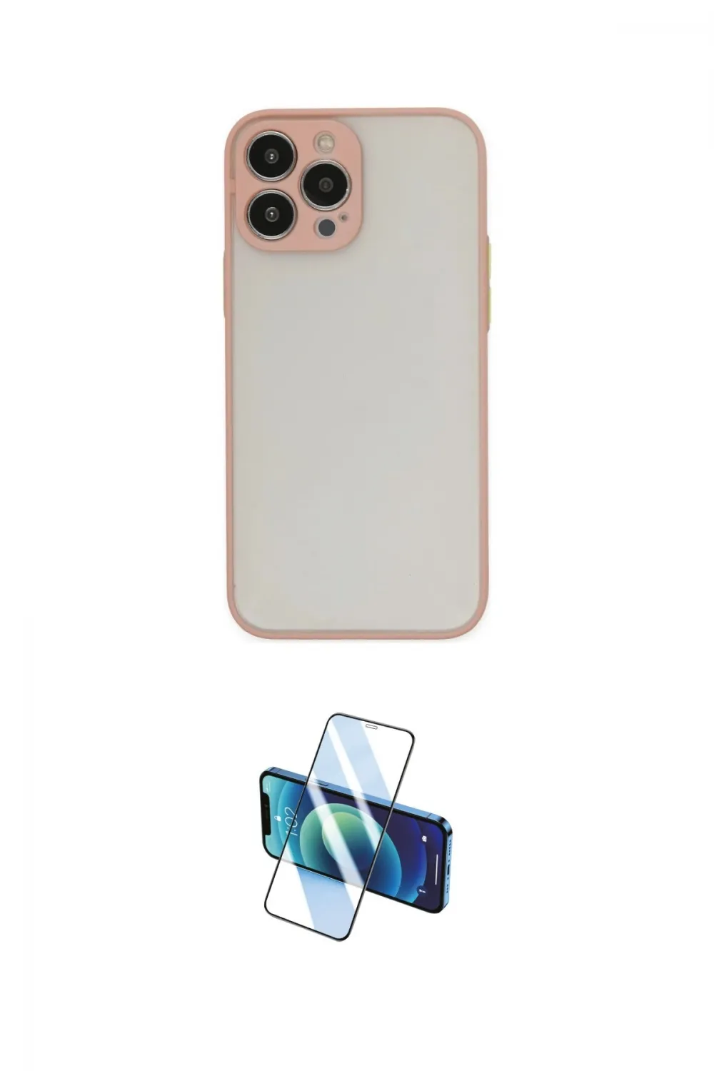 ieg™ iPhone 15 Pro Kılıf Ahenk Çizgi Serisi - Siyah 3D Antistatik Cam Ekran Koruyucu