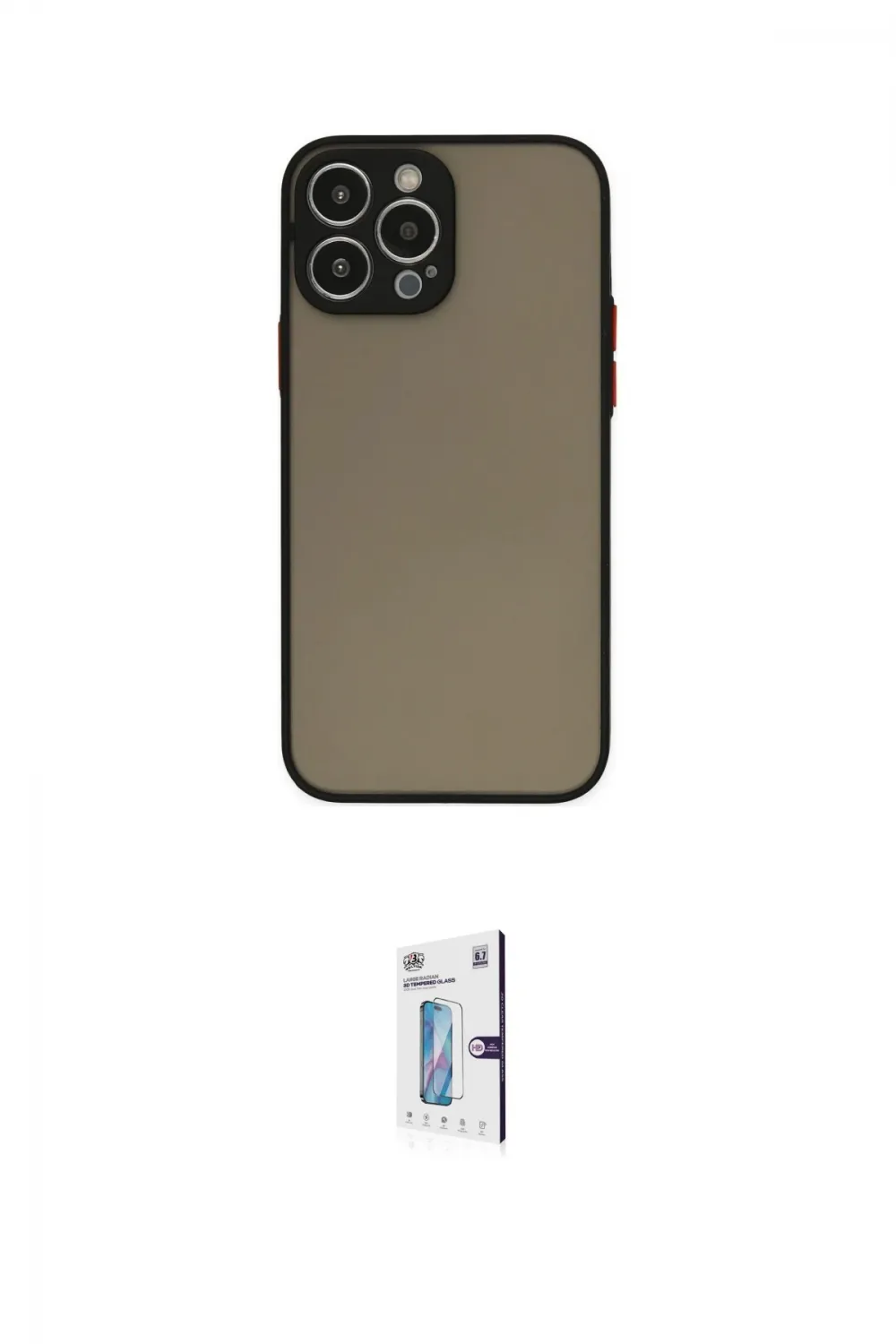 ieg™ iPhone 15 Pro Kılıf Ahenk Çizgi Serisi - Siyah Bilvis 0.18mm Plus Cam Ekran Koruyucu