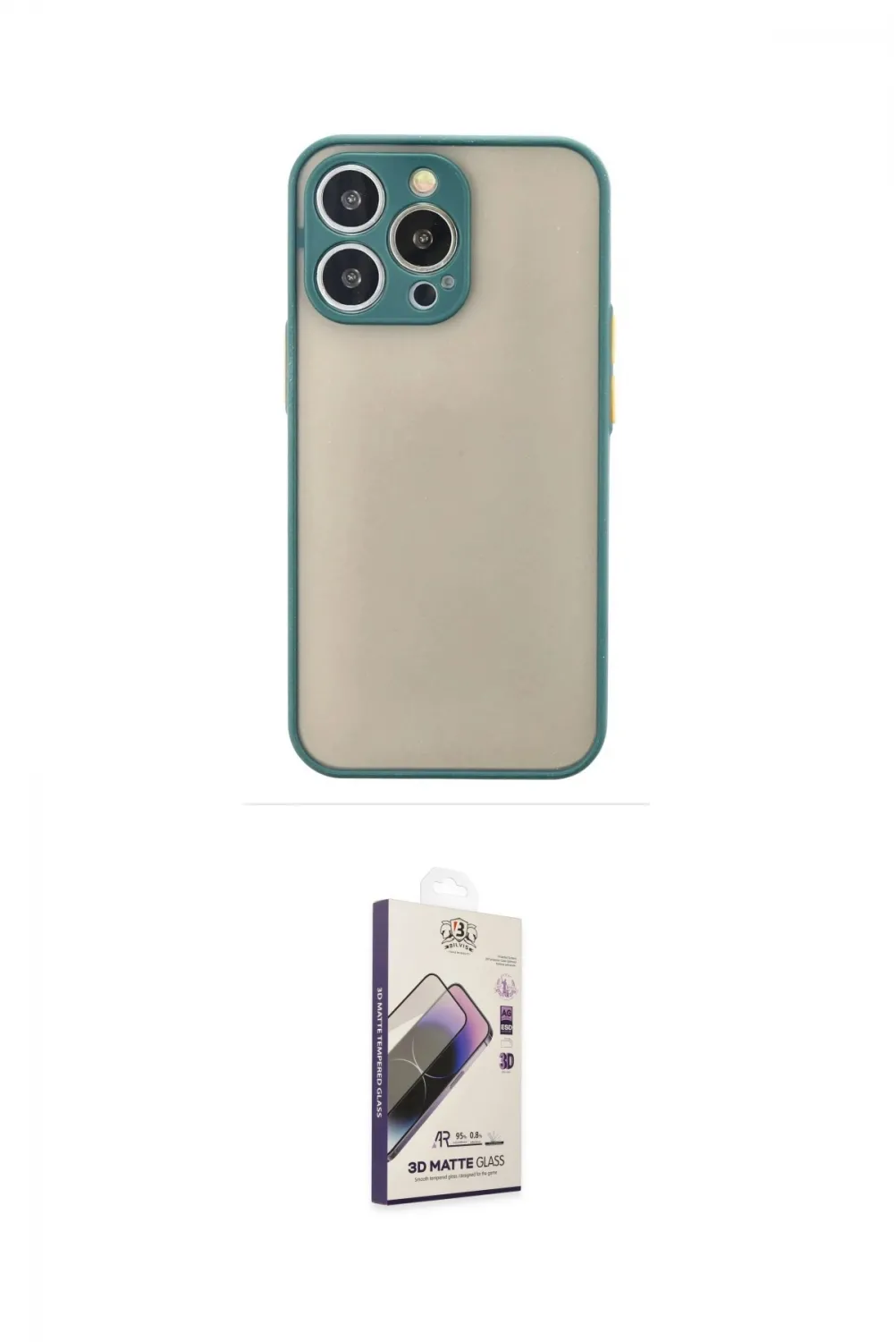 ieg™ iPhone 15 Pro Kılıf Ahenk Çizgi Serisi - Siyah Bilvis 3D Mat Cam Ekran Koruyucu