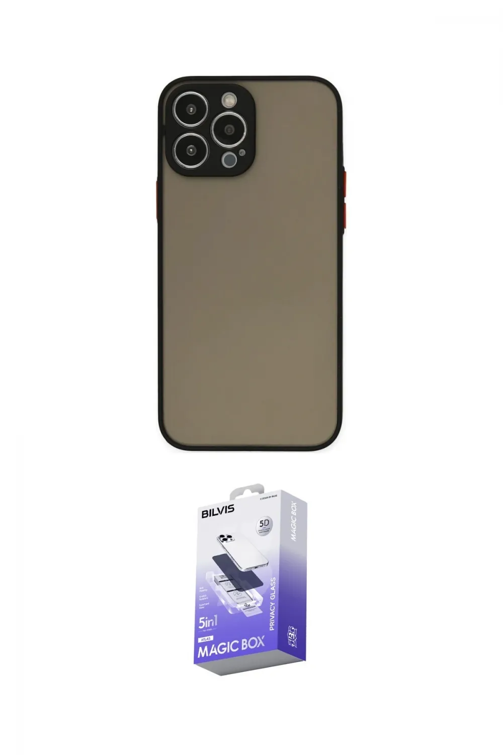 ieg™ iPhone 15 Pro Kılıf Ahenk Çizgi Serisi - Siyah Bilvis 5in1 5D Magic Hayalet Cam Ekran Koruyucu