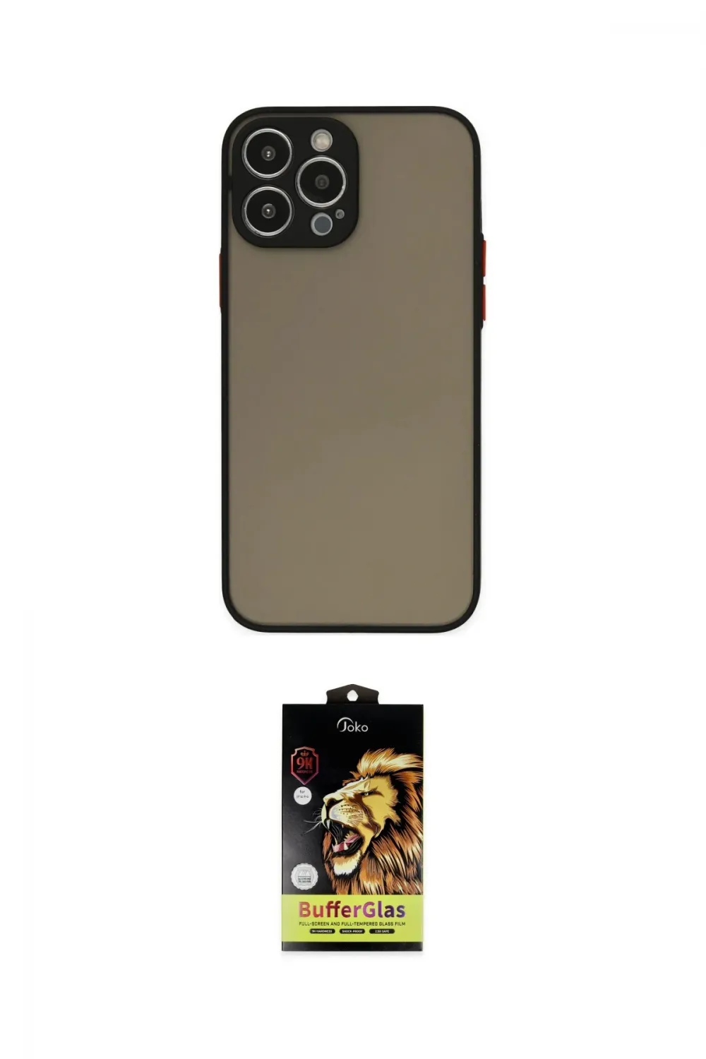 ieg™ iPhone 15 Pro Kılıf Ahenk Çizgi Serisi - Siyah Buffer Cam Ekran Koruyucu