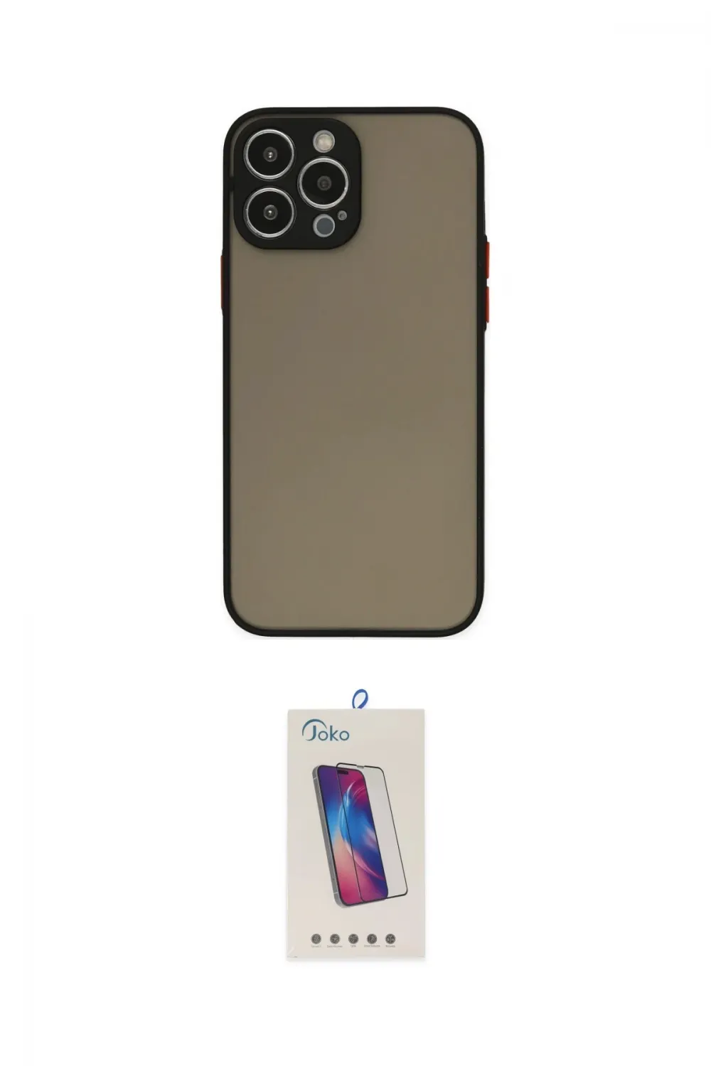 ieg™ iPhone 15 Pro Kılıf Ahenk Çizgi Serisi - Siyah Joko 5D Cam