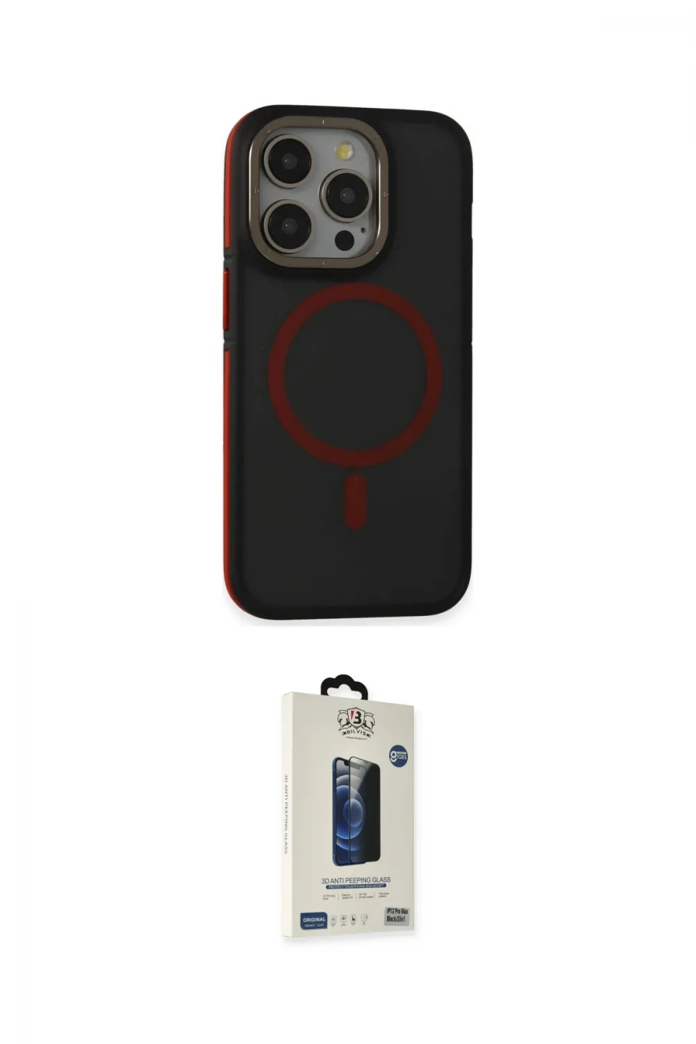 ieg™ iPhone 15 Pro Kılıf Ahenk Form Serisi - Siyah Bilvis Hayalet Cam Ekran Koruyucu