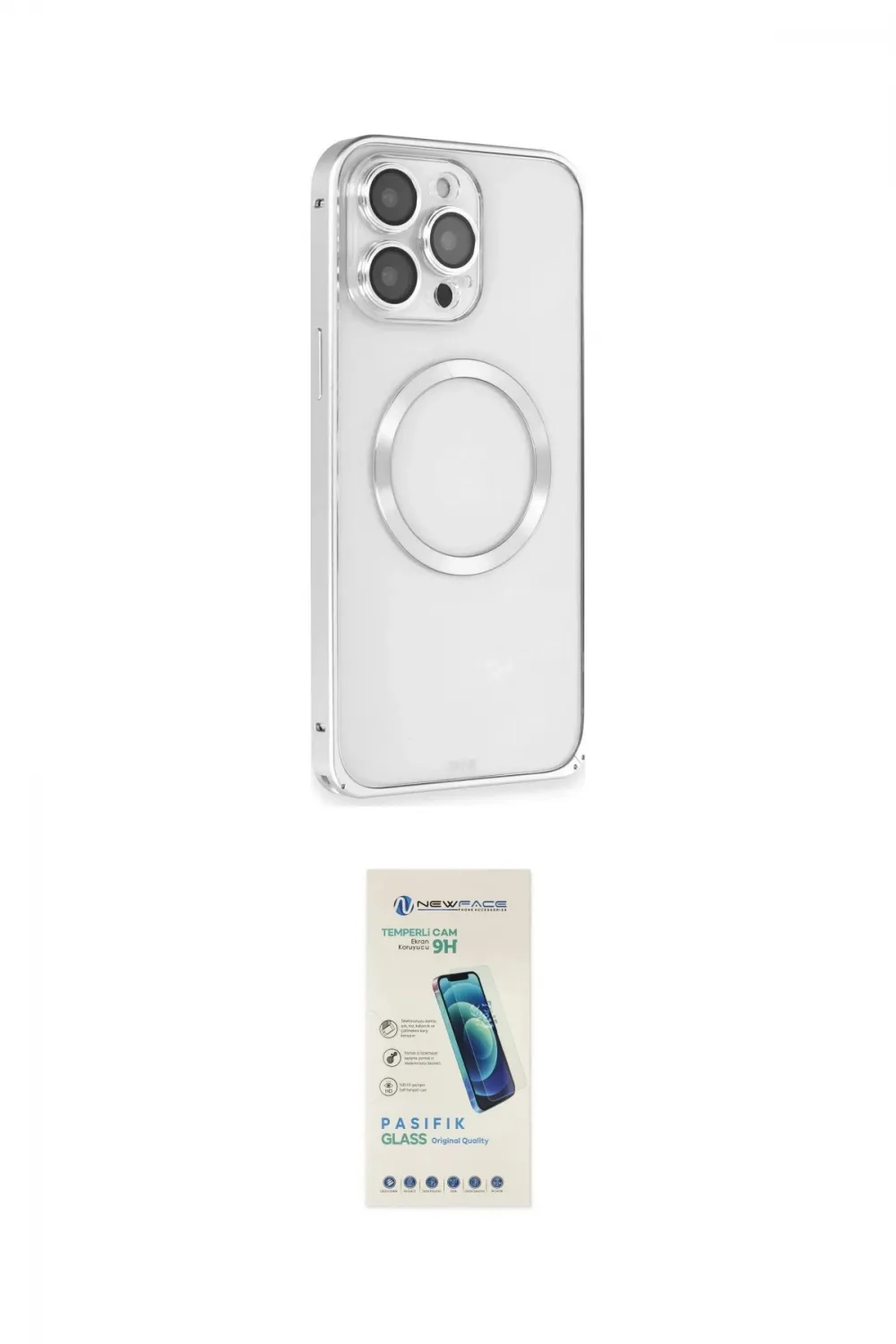 ieg™ iPhone 15 Pro Kılıf Ahenk Işık Serisi - Şeffaf Pasifik Cam Ekran Koruyucu