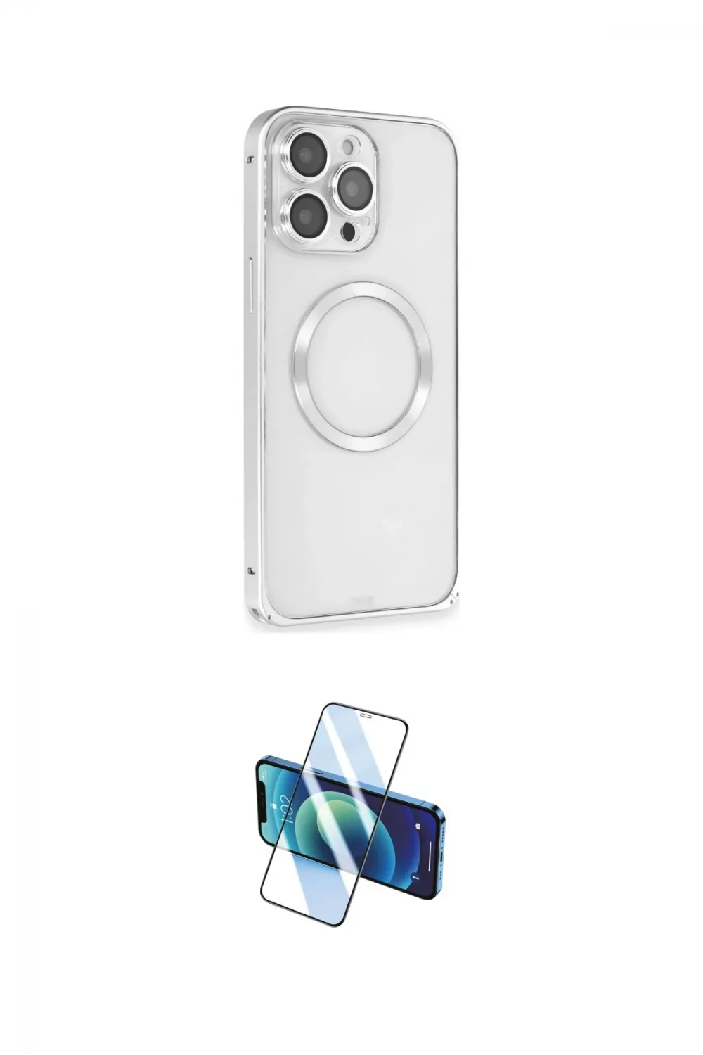 ieg™ iPhone 15 Pro Kılıf Ahenk Işık Serisi - Siyah 3D Antistatik Cam Ekran Koruyucu