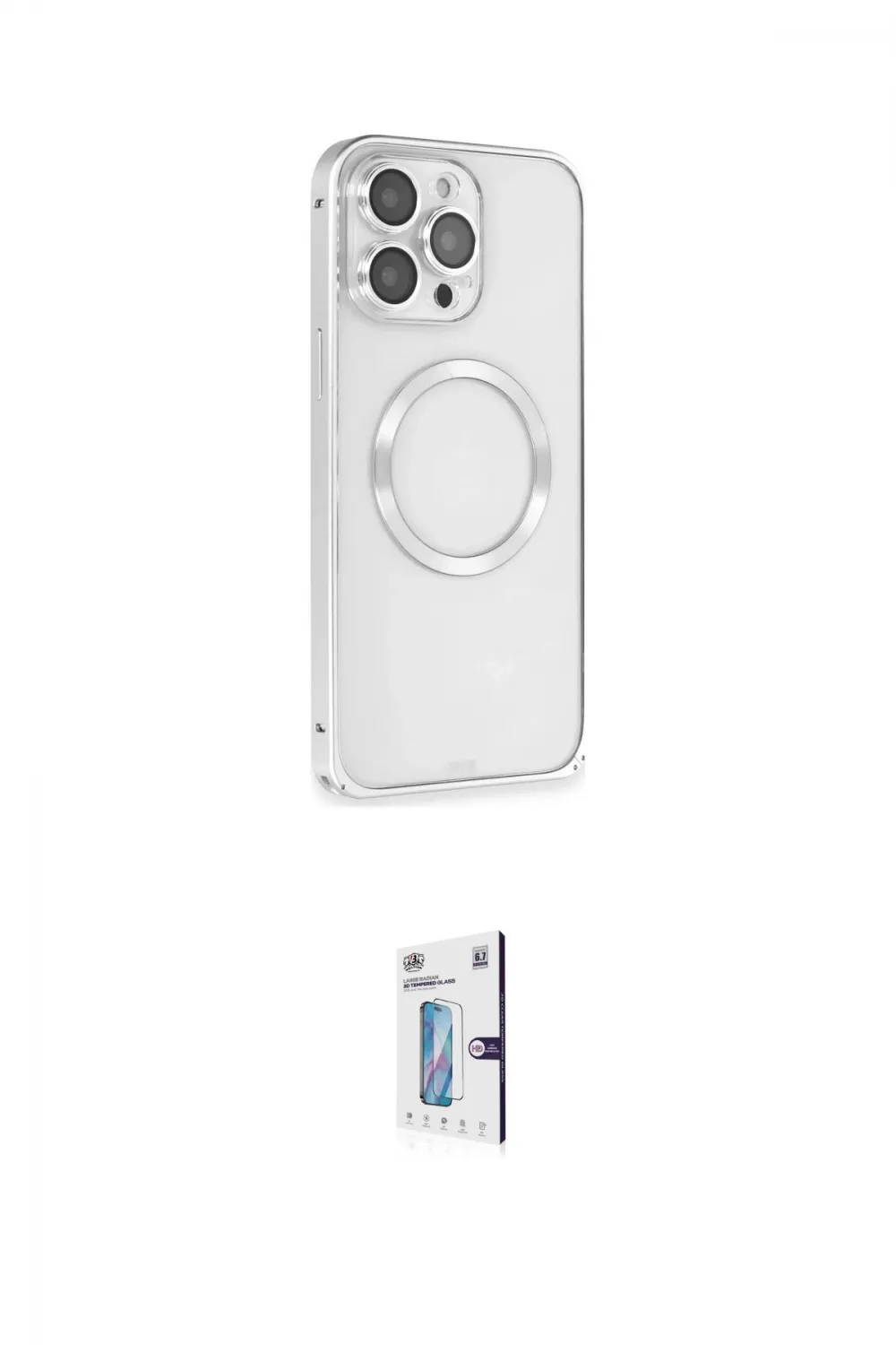 ieg™ iPhone 15 Pro Kılıf Ahenk Işık Serisi - Siyah Bilvis 0.18mm Plus Cam Ekran Koruyucu
