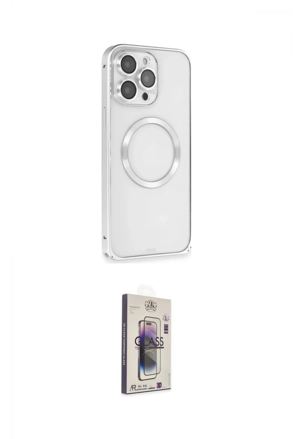ieg™ iPhone 15 Pro Kılıf Ahenk Işık Serisi - Siyah Bilvis 3D Cam Ekran Koruyucu