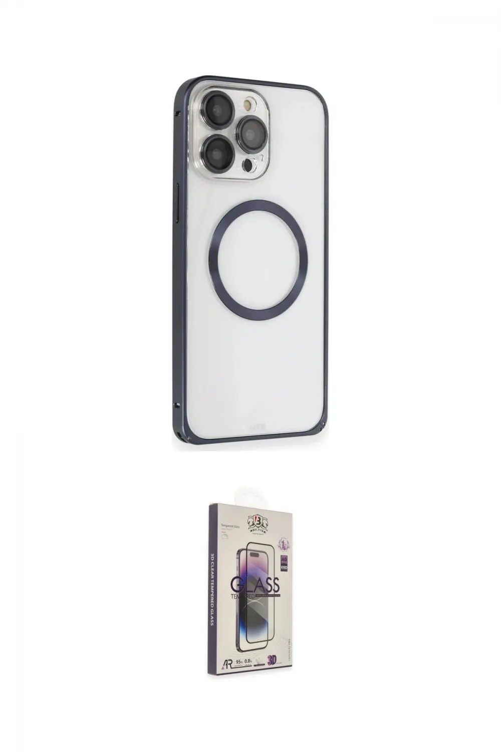 ieg™ iPhone 15 Pro Kılıf Ahenk Işık Serisi - Siyah Bilvis 3D Cam Ekran Koruyucu