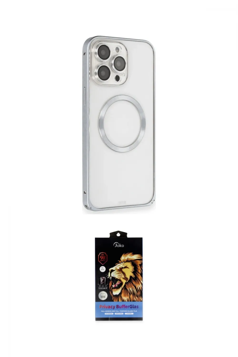 ieg™ iPhone 15 Pro Kılıf Ahenk Işık Serisi - Siyah Buffer Hayalet Cam Ekran Koruyucu
