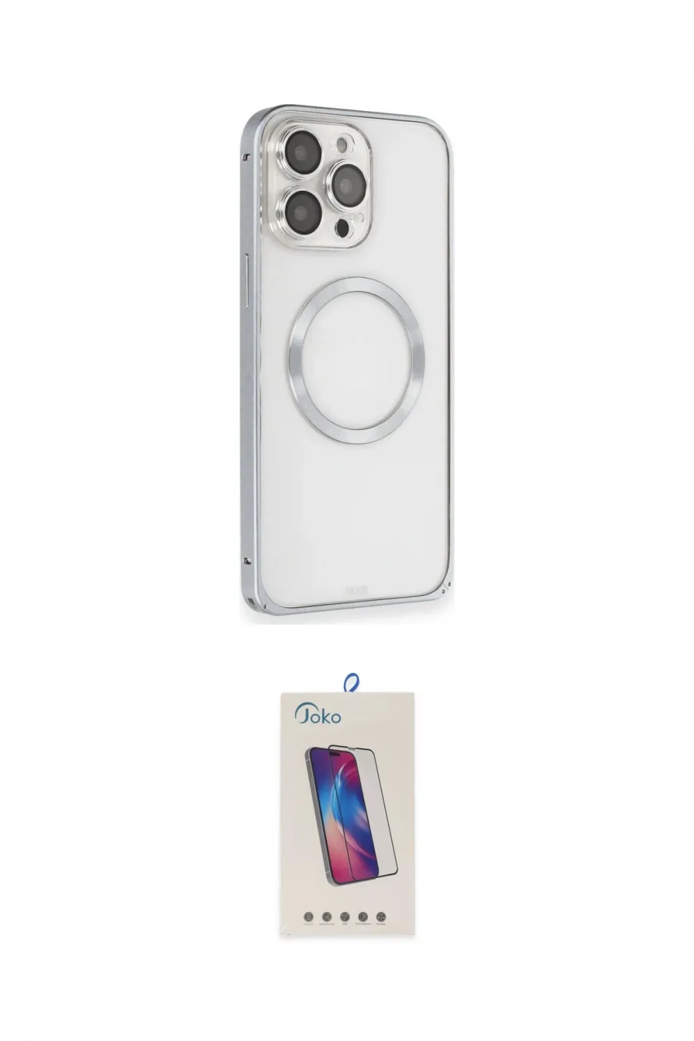 ieg™ iPhone 15 Pro Kılıf Ahenk Işık Serisi - Siyah Joko 5D Cam