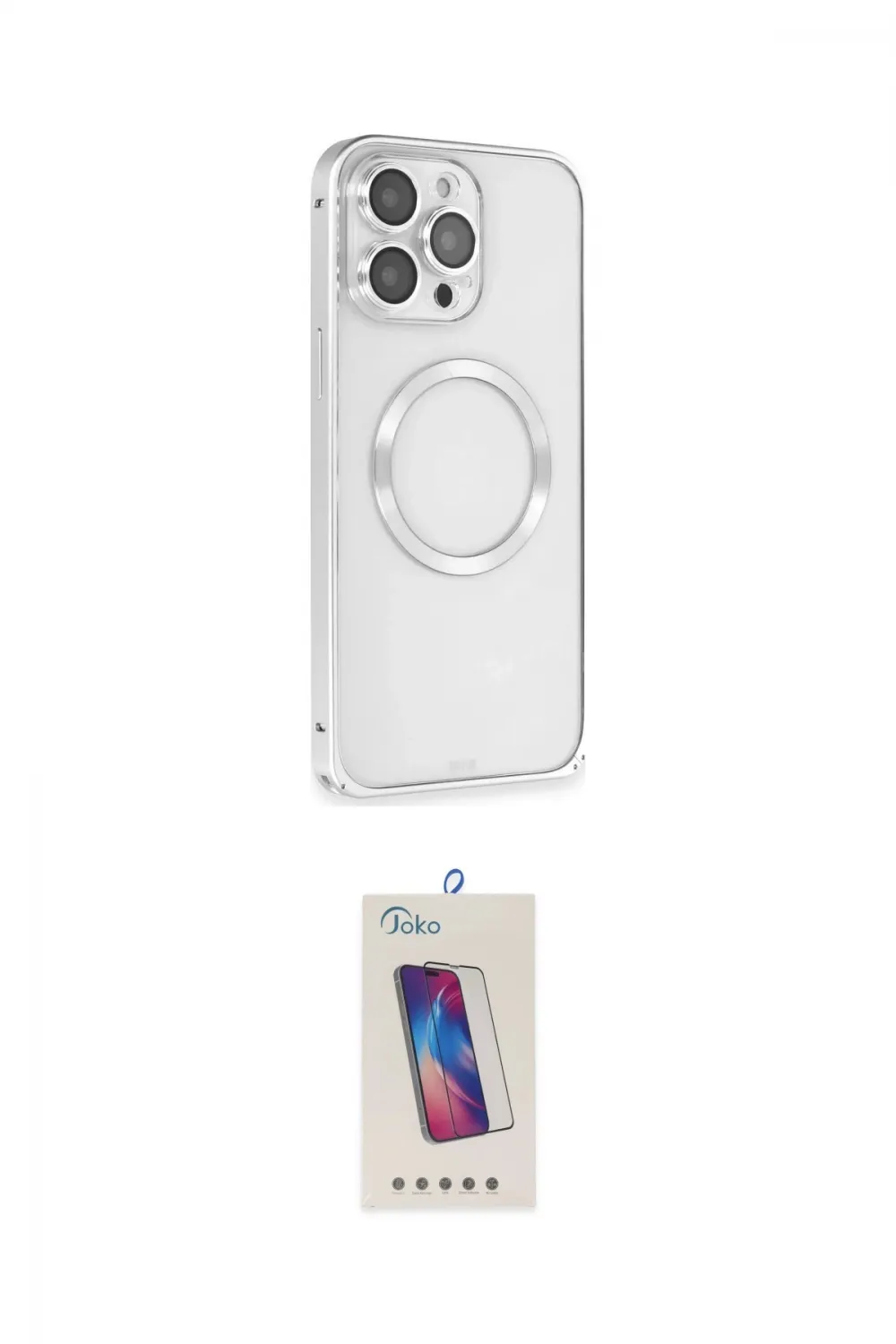 ieg™ iPhone 15 Pro Kılıf Ahenk Işık Serisi - Siyah Joko 5D Cam
